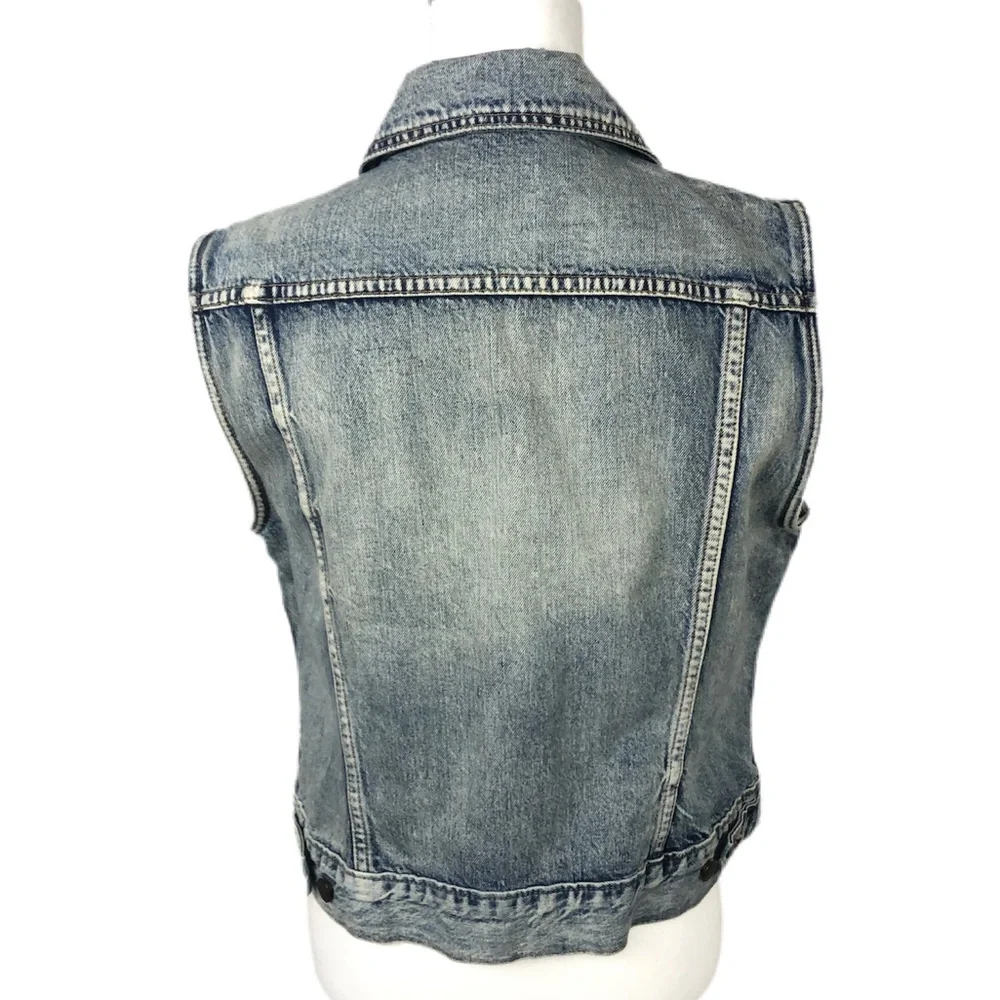 J. Crew Washed Denim Sleeveless Vest - Light Blue